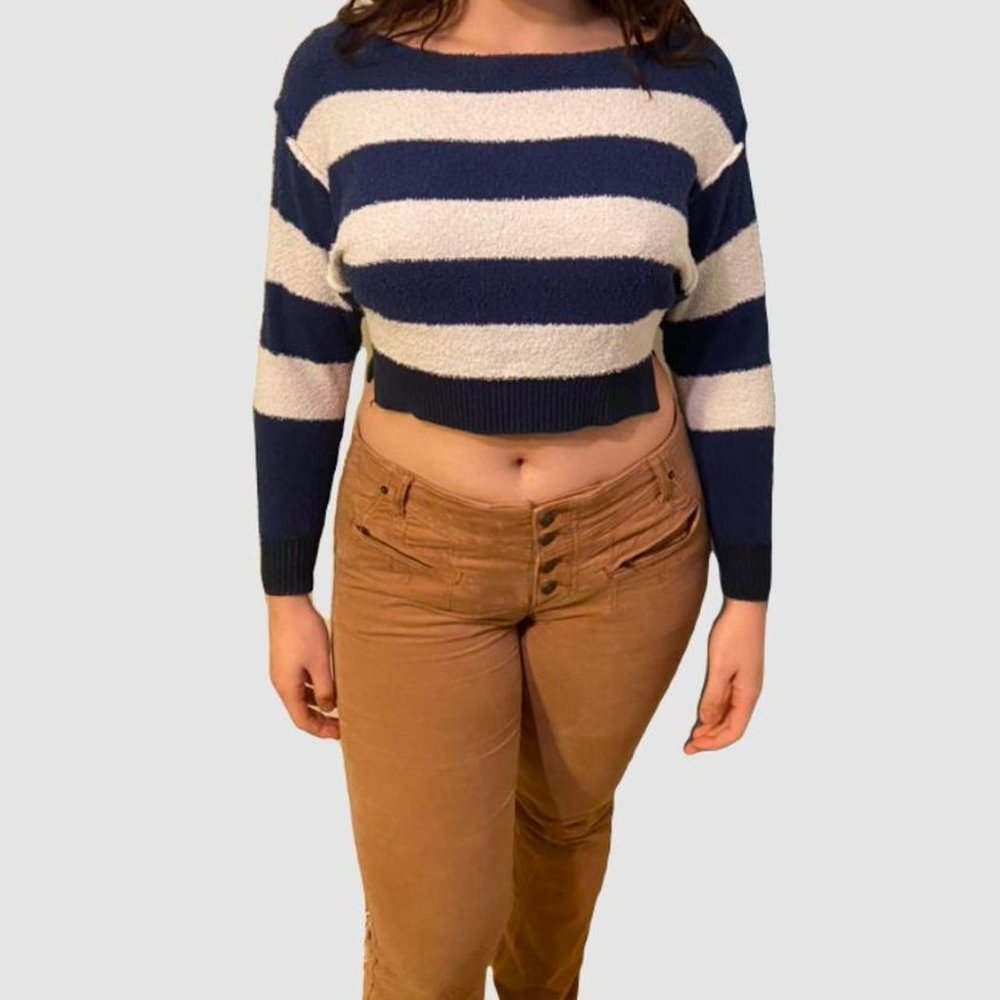 Stripped Free People Cropped Sweater